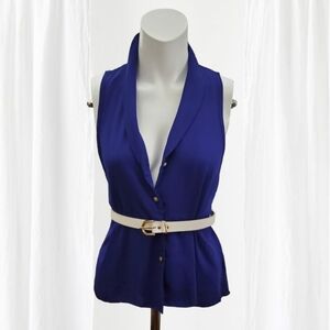 NWOT- Sleeveless collar button down flowy top- Marine Blue- S